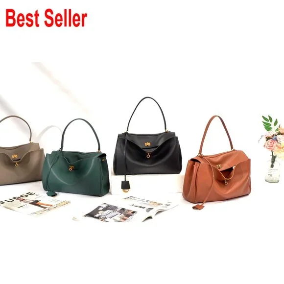 Genuine Leather Tote Bag for Women, Large Satchel Purse with Adjustable Strap